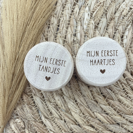 Mijn eerste tandjes + haartjes houten doosjes (set van 2)