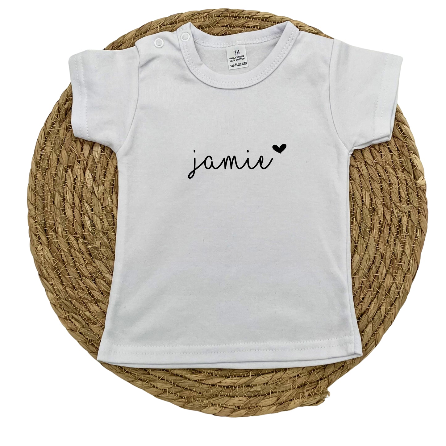 Gepersonaliseerd baby t-shirt "Hearts"